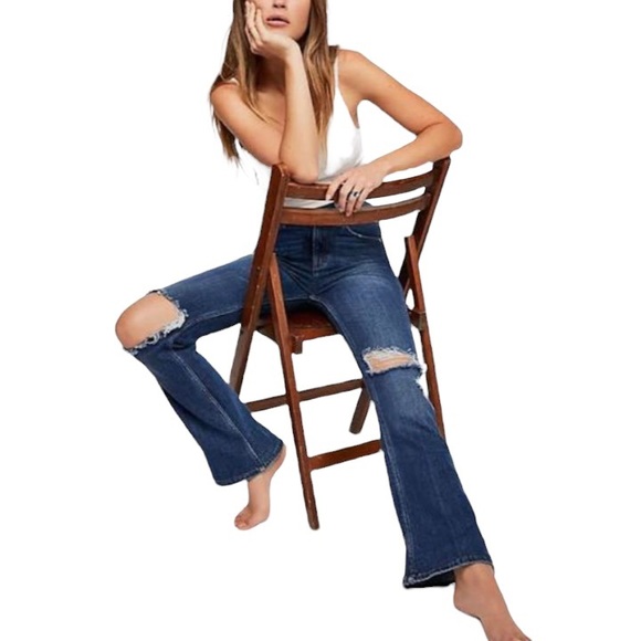 Free People Jeans Authentic Flare Jeans Blue Riptide Sz 25 0 - Picture 4 of 15